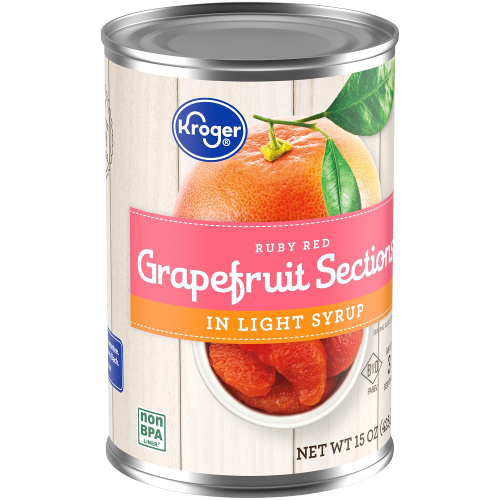 slide 2 of 6, Kroger Ruby Red Grapefruit Sections In Light Syrup, 15 oz