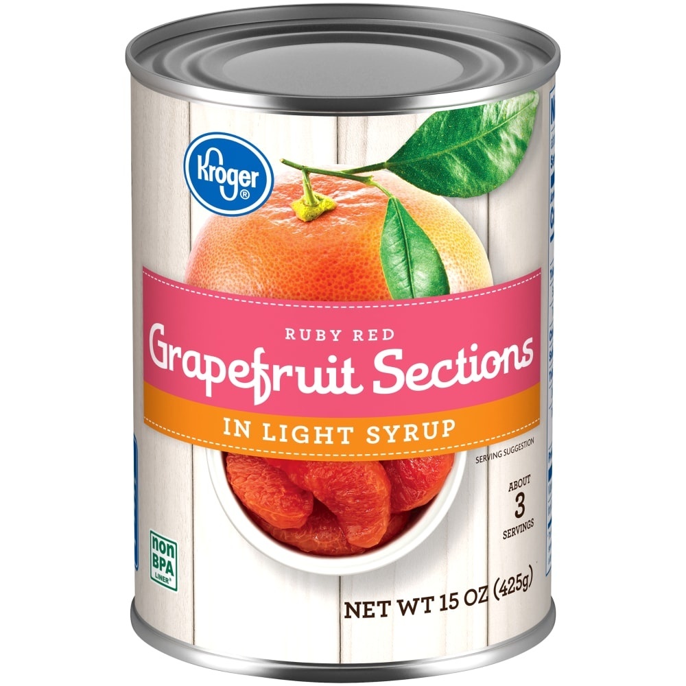 slide 1 of 1, Kroger Ruby Red Grapefruit Sections In Light Syrup, 15 oz