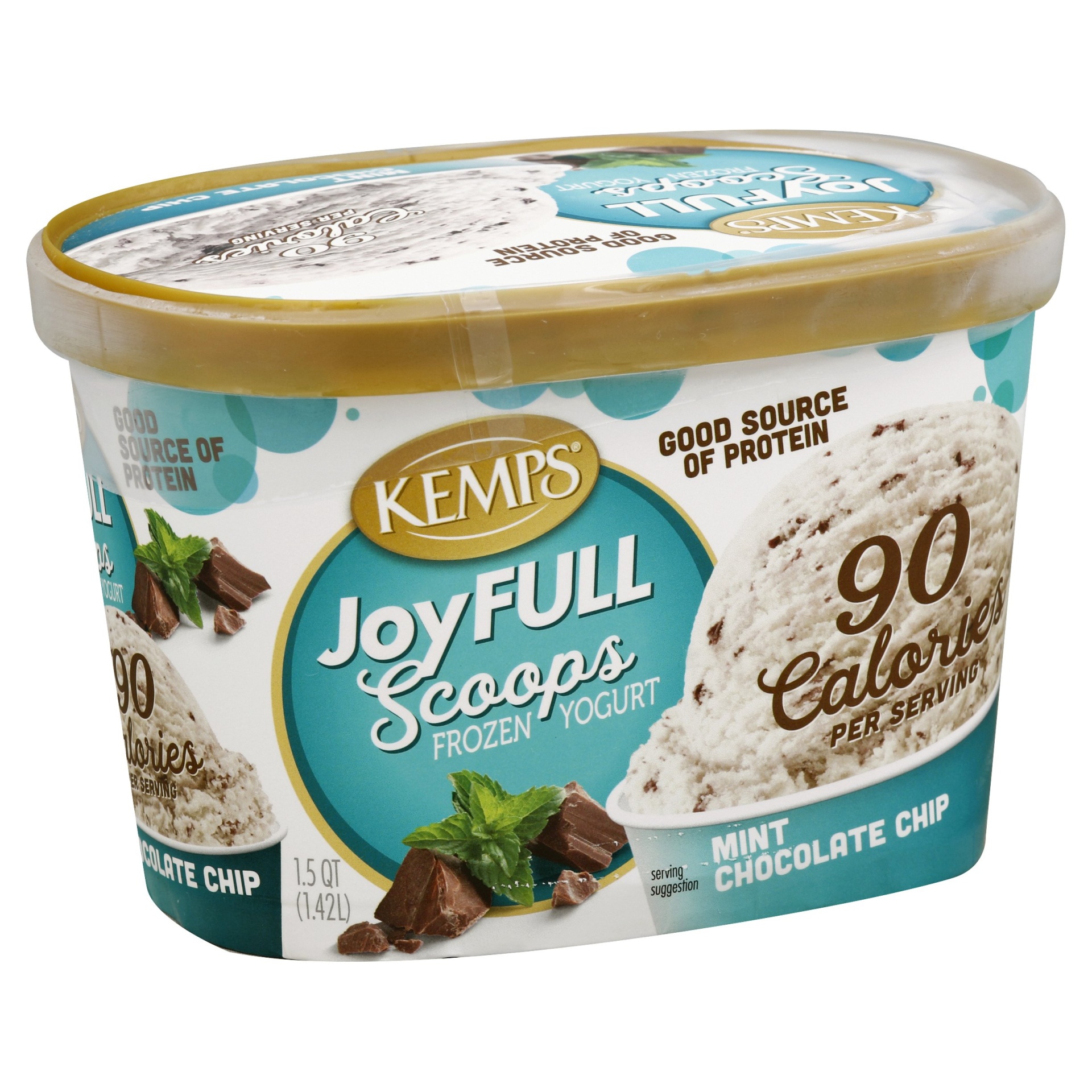 slide 1 of 1, Kemps JoyFULL Scoops Mint Chocolate Chip Frozen Yogurt, 1.5 qt