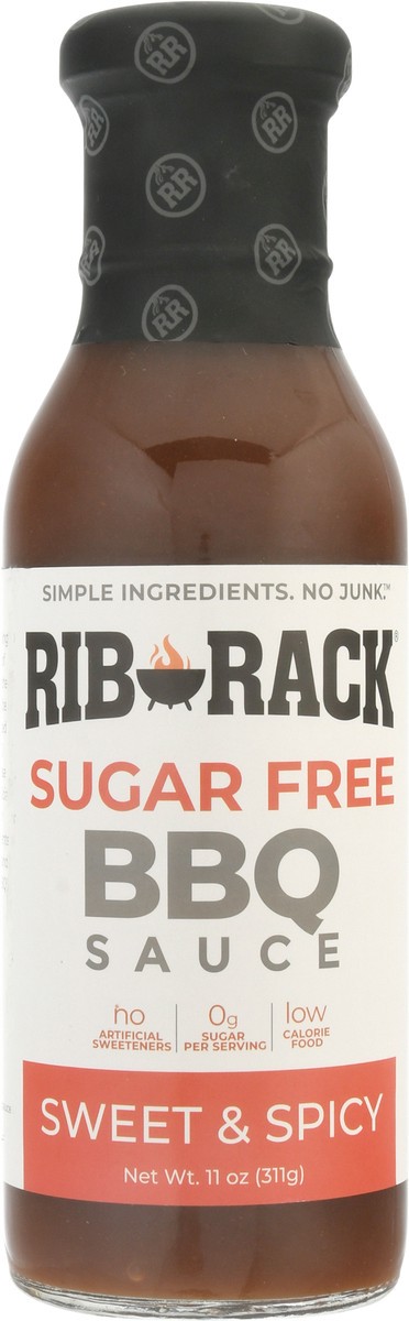 slide 9 of 14, Rib Rack Sugar Free Sweet & Spicy BBQ Sauce 11 oz, 11 oz