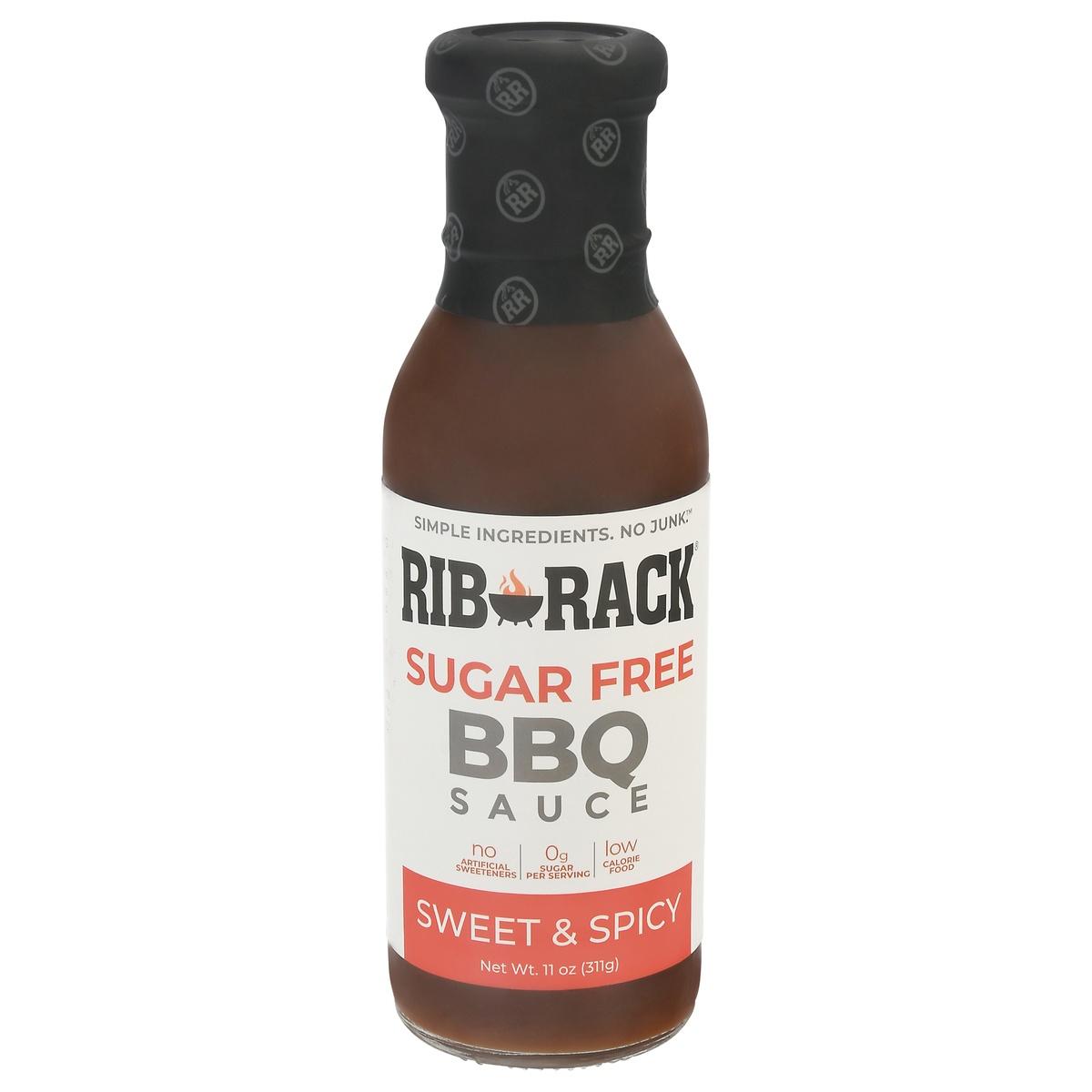 slide 1 of 1, Rib Rack Sauce Barbeque Sweet Spicy Sugar Free, 11 oz