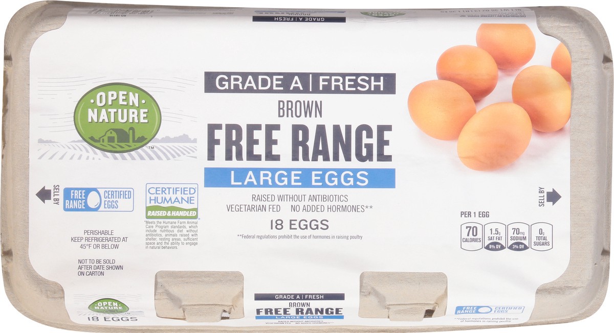 slide 6 of 11, Open Nature Eggs Brown Free Range Large, 
