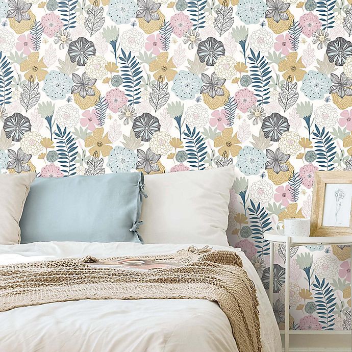 slide 4 of 7, RoomMates Perennial Blooms Peel & Stick Wallpaper, 1 ct