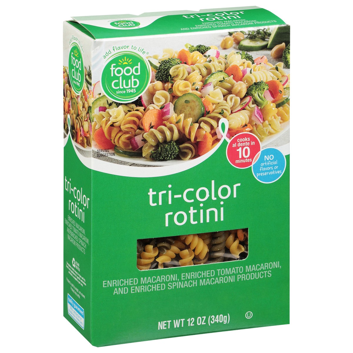 slide 6 of 9, Food Club Tri-Color Rotini 12 oz, 12 oz