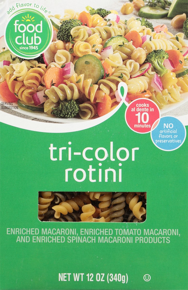 slide 8 of 9, Food Club Tri-Color Rotini 12 oz, 12 oz
