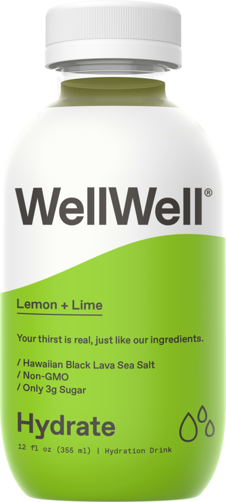 slide 1 of 1, WellWell Lemon+lime Hydrate, 12 oz