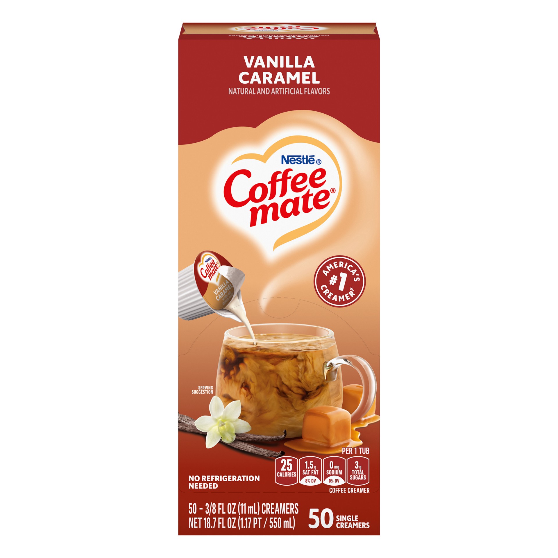 slide 1 of 5, NESTLE COFFEE MATE Coffee Creamer Vanilla Caramel Flavor, Liquid Creamer Singles, 0.375 fl oz, 50 Count., 50 ct; 0.38 fl oz