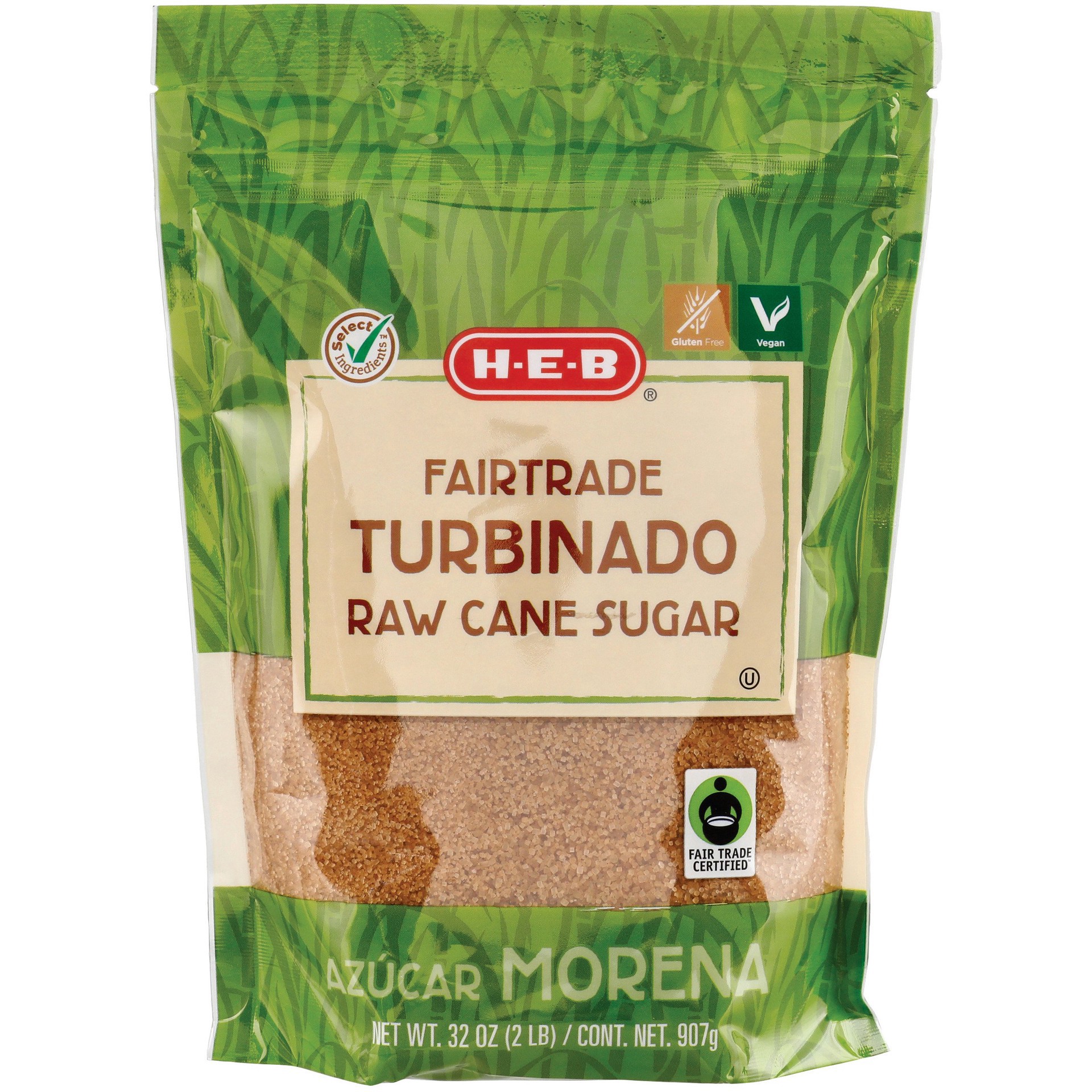 slide 1 of 1, H-E-B Fair Trade Turbinado Raw Cane Surgar, 32 oz