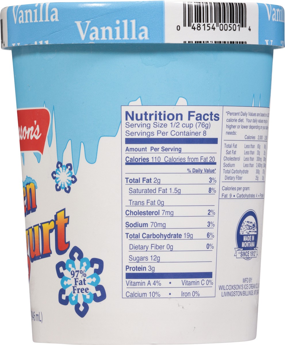 slide 10 of 14, Wilcoxson's Vanilla Frozen Yogurt 1 qt, 1 qt