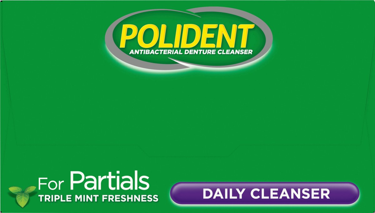 slide 3 of 9, Polident Partials Antibacterial Denture Cleanser Effervescent Tablets, 40 count, 40 ct