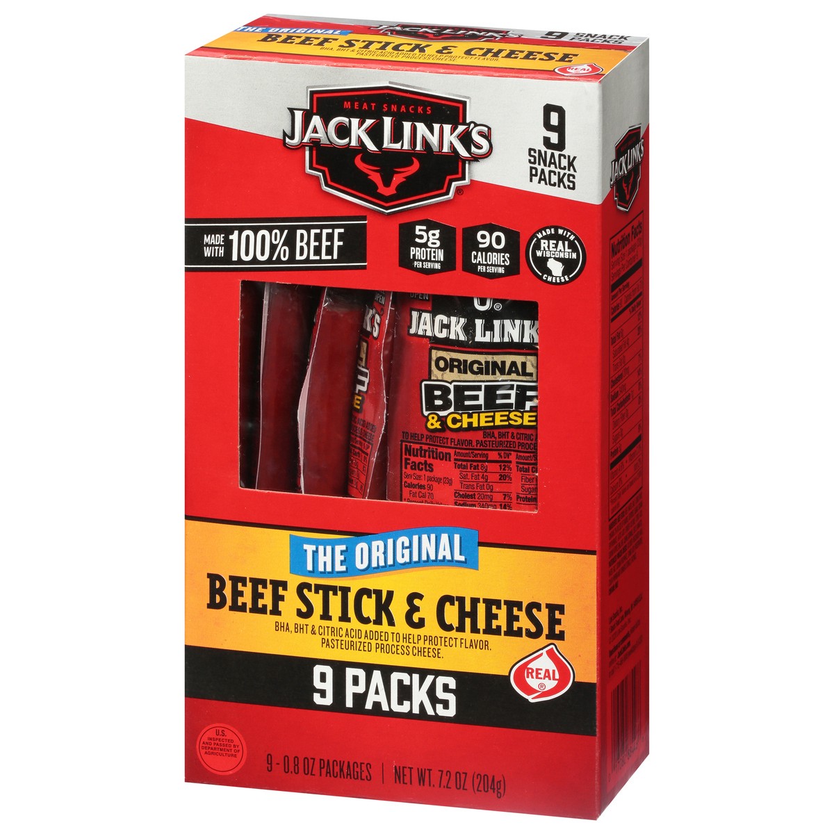 slide 4 of 9, Jack Link's 9 Pack The Original Beef Stick & Cheese 9 - 0.8 oz Each, 9 ct