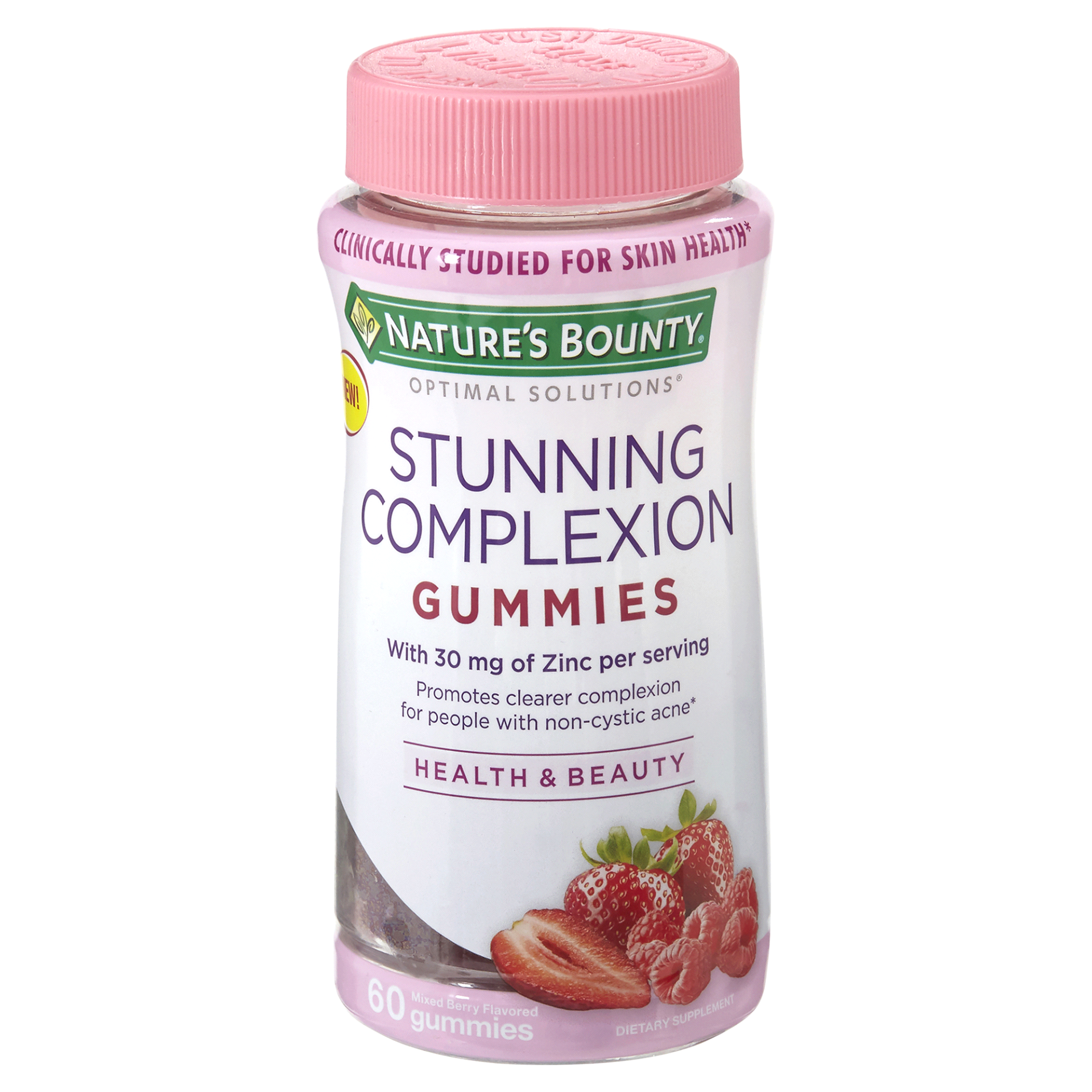 slide 1 of 9, Nature's Bounty Stunning Complexion, Gummies, Mixed Berry Flavored, 60 ct