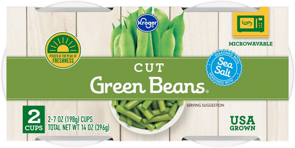 slide 2 of 6, Kroger Low Sodium Cut Green Beans, 7 oz