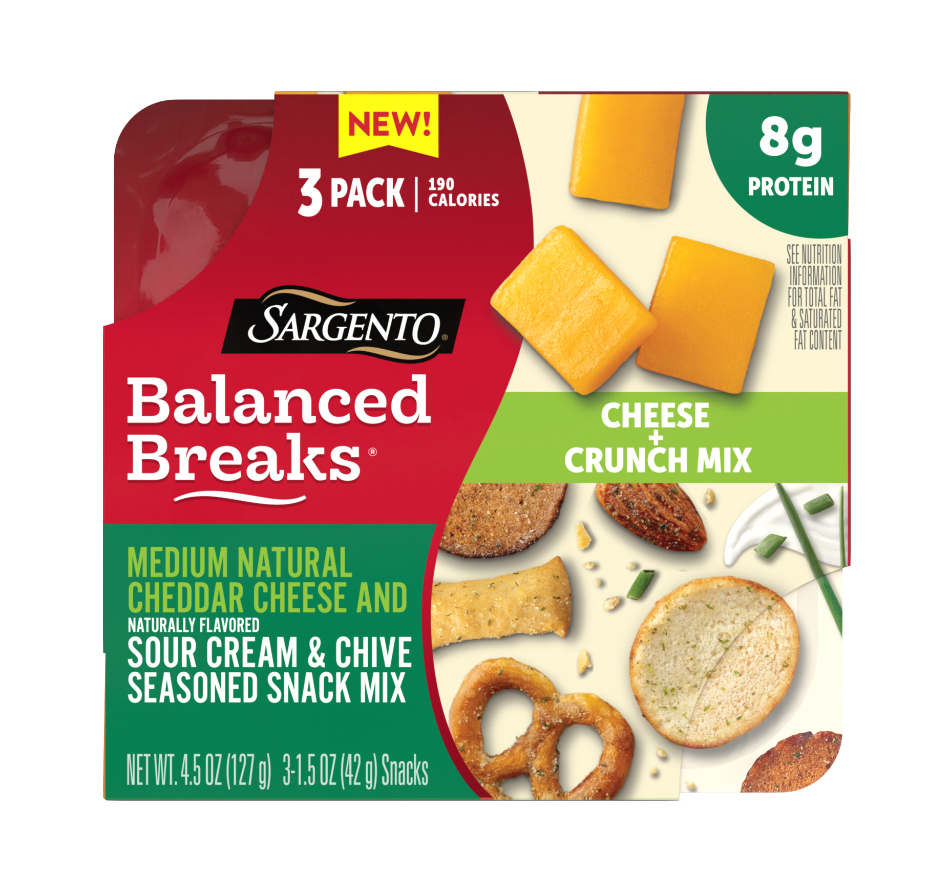 slide 1 of 14, Sargento Balanced Breaks Sour Cream Chiv, 4.5 oz
