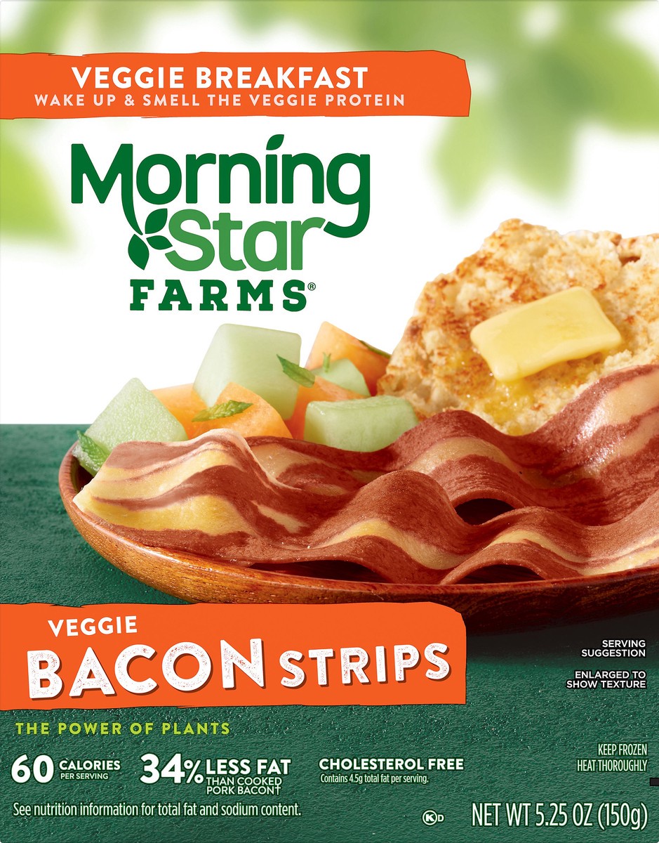 slide 8 of 11, MorningStar Farms Veggie Breakfast Meatless Bacon Strips, Original, 5.25 oz, Frozen, 5.25 oz