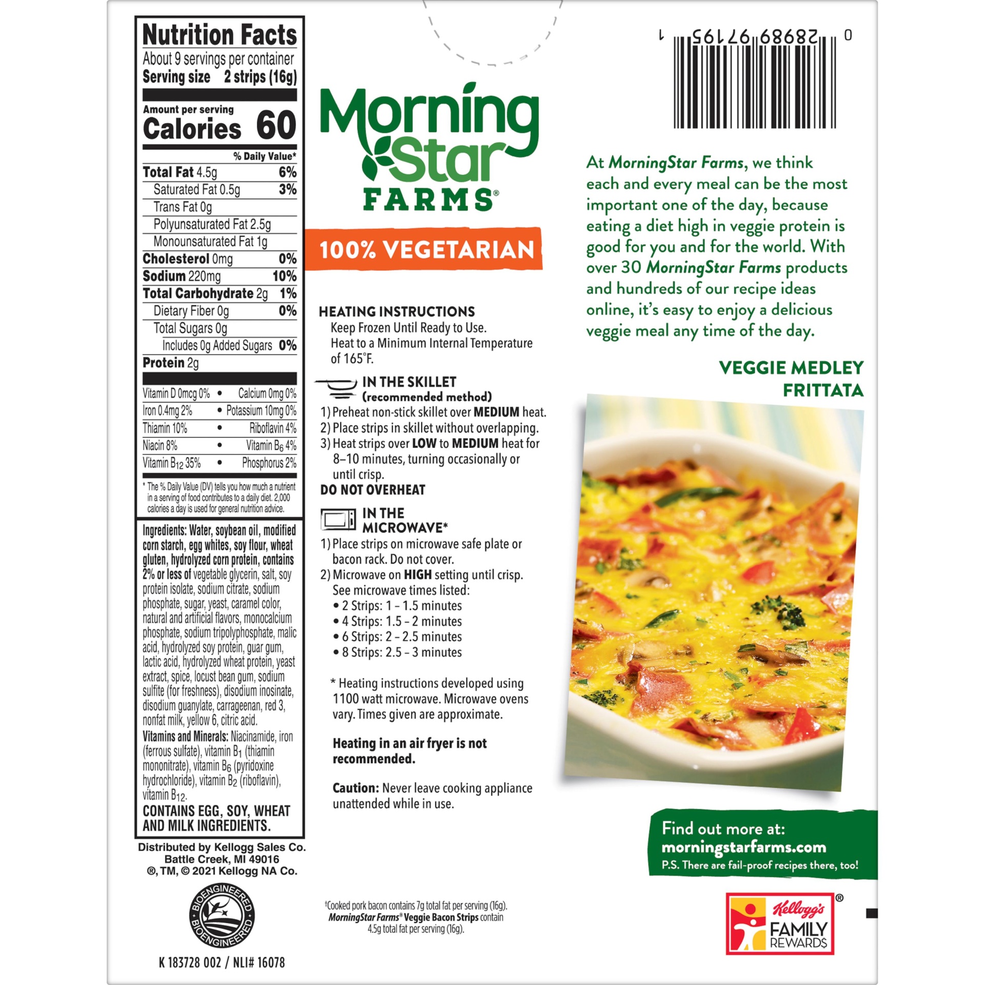 slide 2 of 6, MorningStar Farms Meatless Bacon Strips, Plant Based, Frozen Breakfast, Original, 5.25 oz