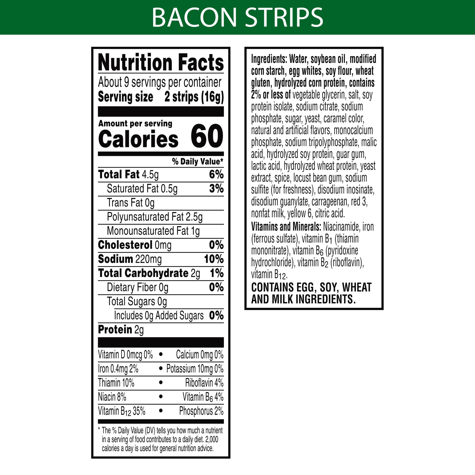 slide 3 of 6, MorningStar Farms Meatless Bacon Strips, Plant Based, Frozen Breakfast, Original, 5.25 oz