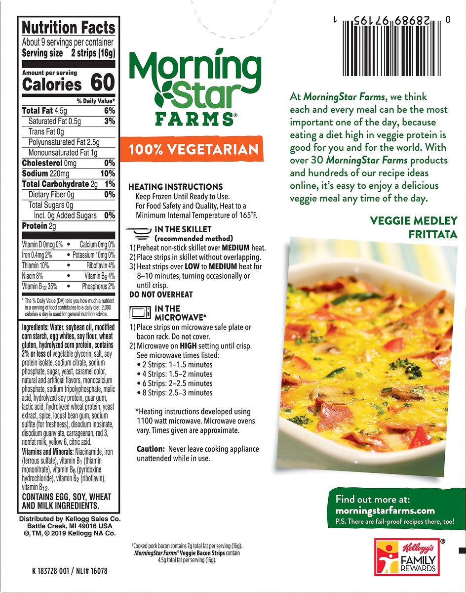 slide 2 of 11, MorningStar Farms Veggie Breakfast Meatless Bacon Strips, Original, 5.25 oz, Frozen, 5.25 oz