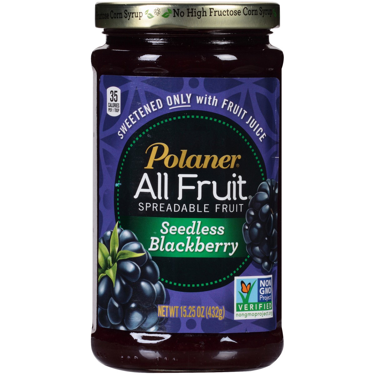 slide 3 of 7, Polaner All Fruit Gluten Free Seedless Blackberry Spreadable Fruit, Blackberry Fruit Spread, 15.25 OZ, 15.25 oz