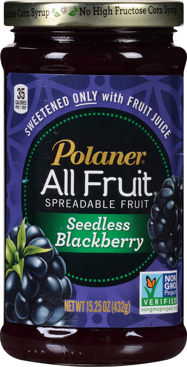 slide 1 of 7, Polaner All Fruit Gluten Free Seedless Blackberry Spreadable Fruit, Blackberry Fruit Spread, 15.25 OZ, 15.25 oz