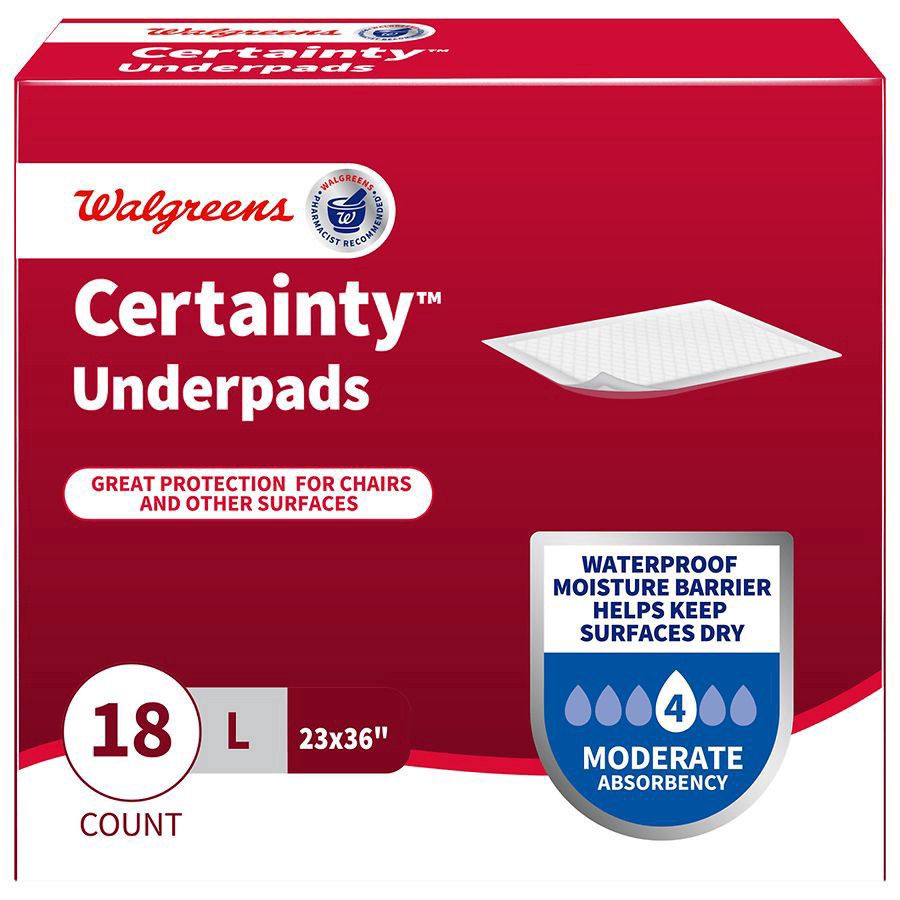 slide 2 of 5, Walgreens Large Moderate Absorbency Certainty Underpads, 18 ct