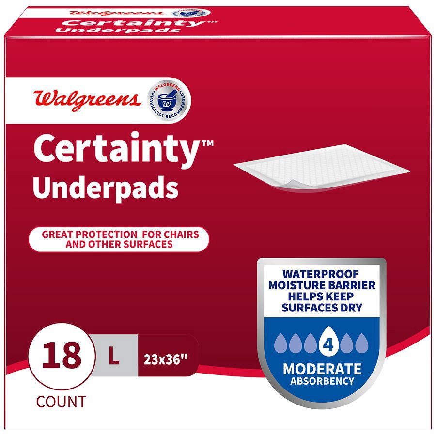 slide 1 of 5, Walgreens Large Moderate Absorbency Certainty Underpads, 18 ct