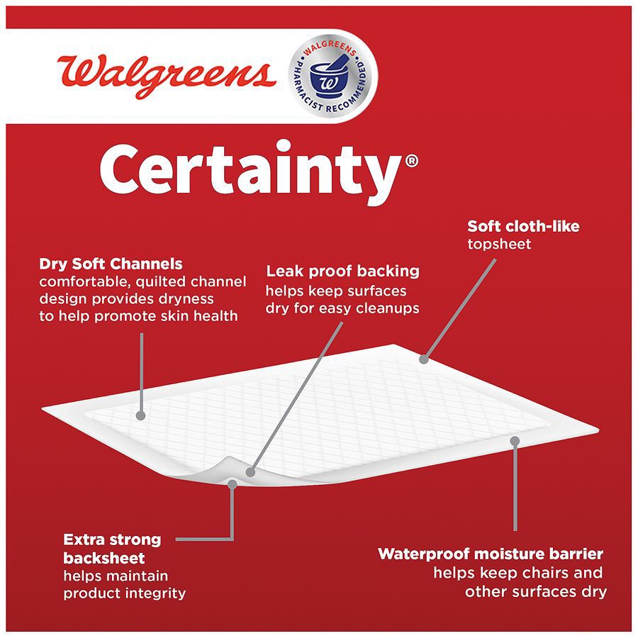 slide 3 of 5, Walgreens Large Moderate Absorbency Certainty Underpads, 18 ct