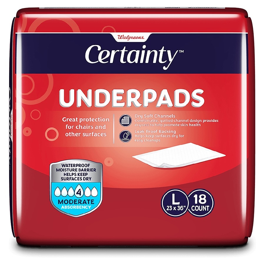 Walgreens Large Moderate Absorbency Certainty Underpads 18 ct
