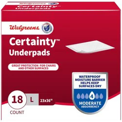 Walgreens Large Moderate Absorbency Certainty Underpads