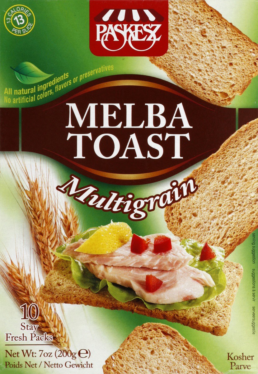 slide 2 of 4, Paskesz Multigrain Melba Toast, 7 oz