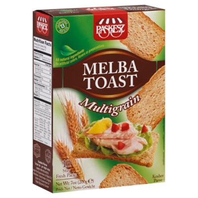 slide 1 of 4, Paskesz Multigrain Melba Toast, 7 oz