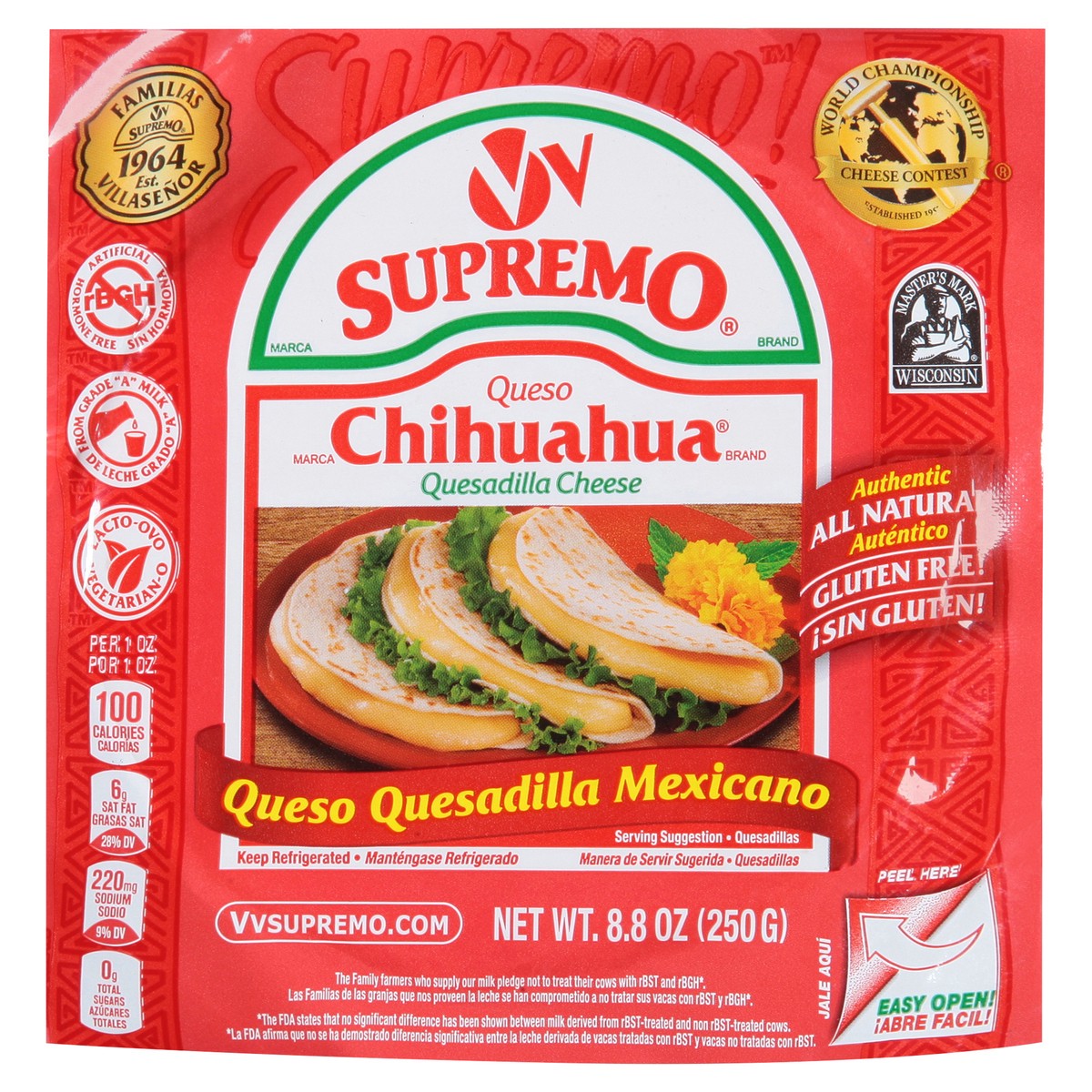 slide 1 of 6, Supremo Chihuahua Quesadilla Cheese 8.8 oz, 8.8 oz