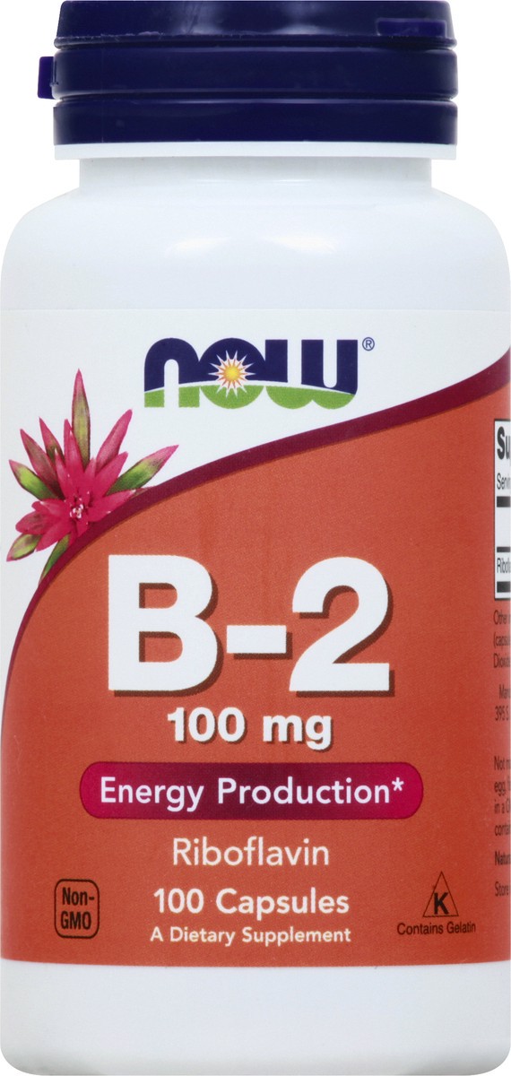 slide 7 of 9, NOW Vitamin B-2 100 mg - 100 Veg Capsules, 100 ct