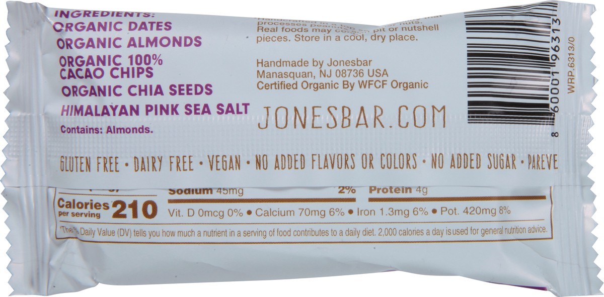 slide 3 of 9, Jonesbar Organic Dark Chocolate Almond Bar 1.7 oz, 1.7 oz