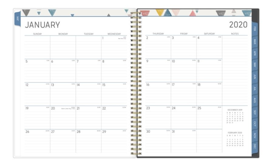 slide 3 of 4, Blue Sky Capitola Weekly/Monthly Wirebound Planner, 8-1/2'' X 11'', Multicolor, January To December 2020, 115571, 1 ct
