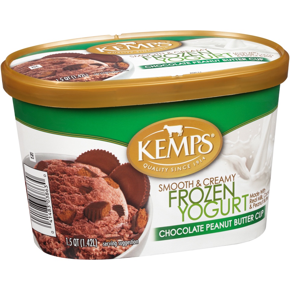 slide 1 of 1, Kemps Chocolate Peanut Butter Cup Frozen Yogurt, 1.5 qt