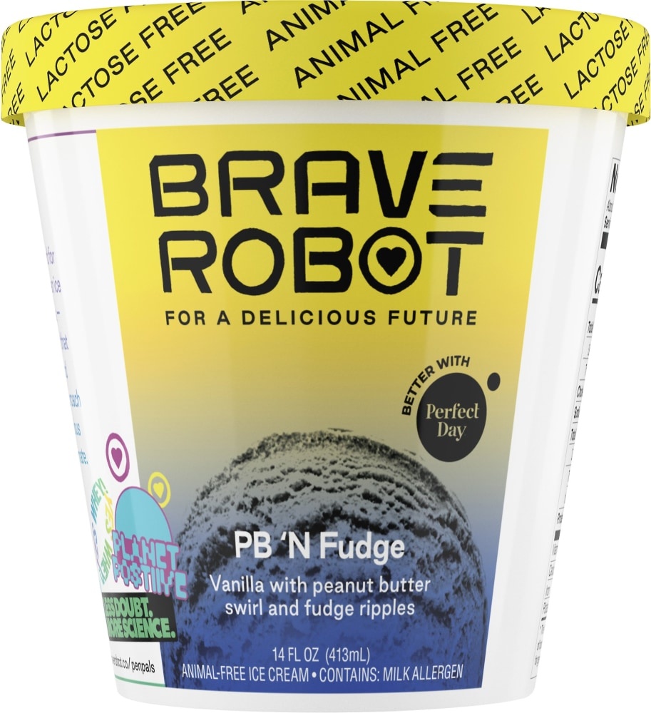slide 1 of 1, Brave Robot Animal Free Ice Cream, PB 'N Fudge, 14 fl oz
