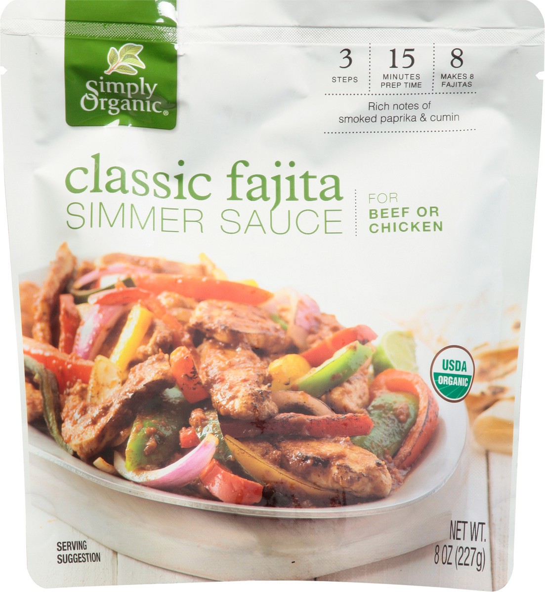 slide 9 of 9, Simply Organic Classic Fajita Simmer Sauce 8 oz, 8 oz