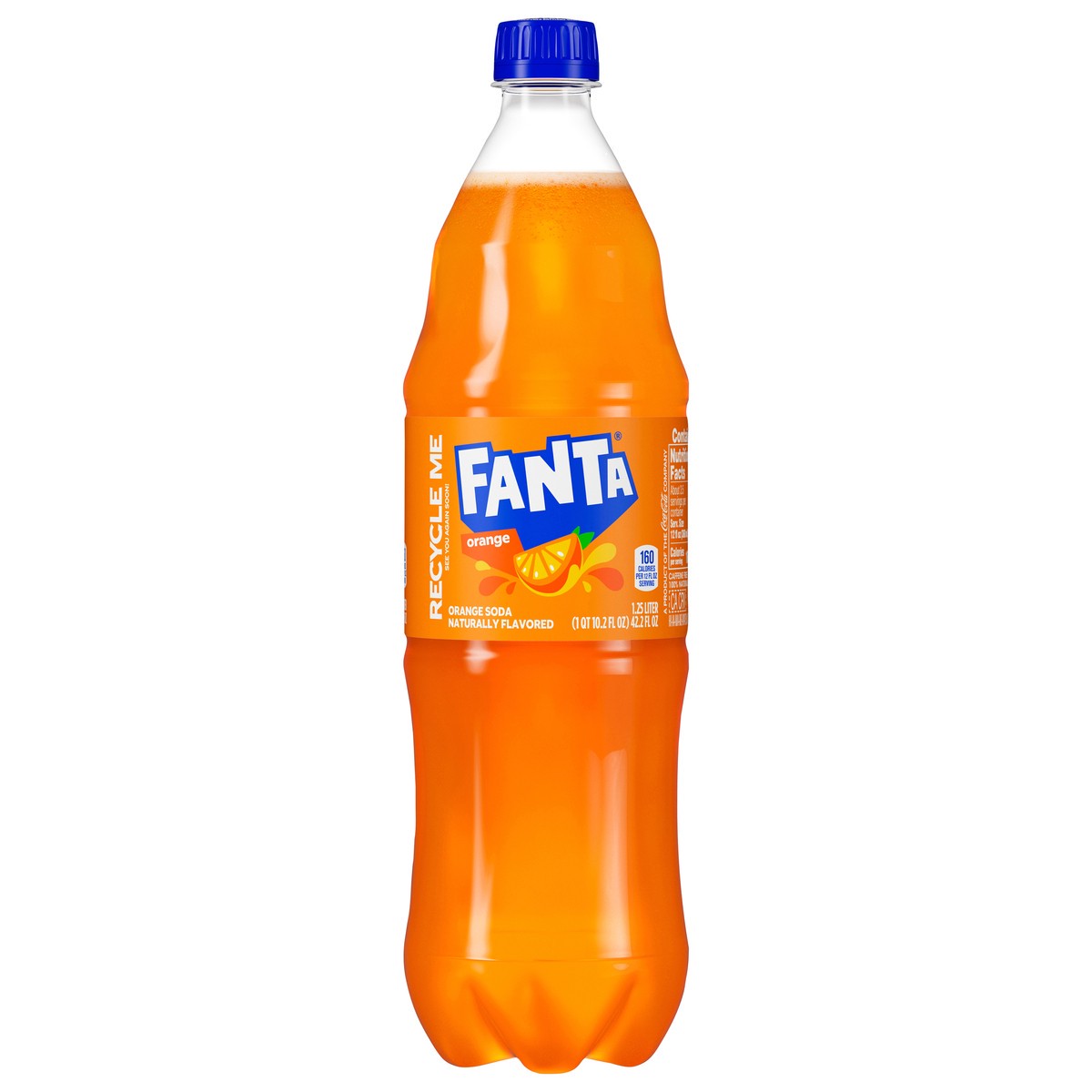 slide 1 of 5, Fanta Orange Soda Bottle, 1.25 Liters, 42.2 fl oz