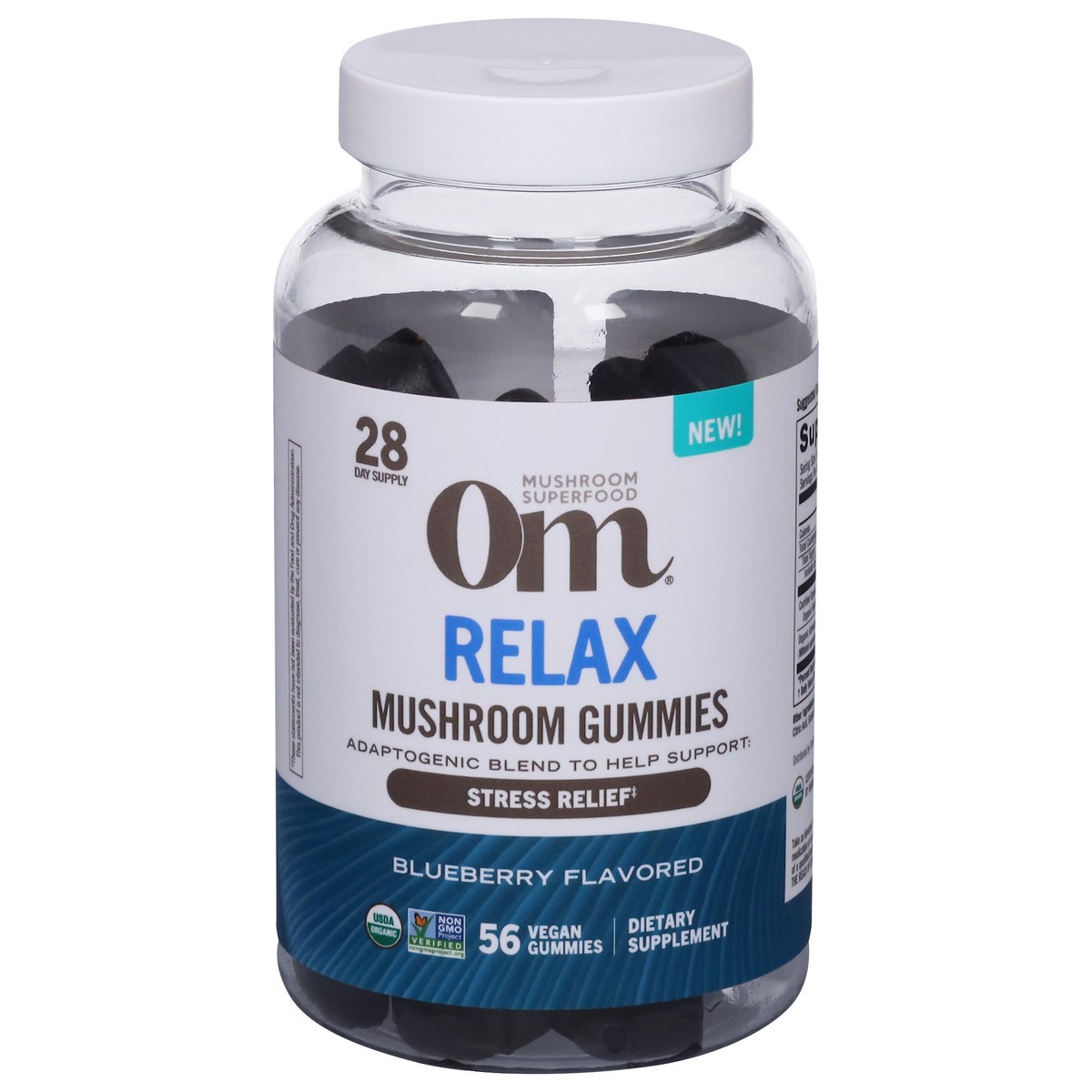 slide 13 of 13, Om Mushroom Blueberry Flavored Relax 56 Vegan Gummies, 56 ct