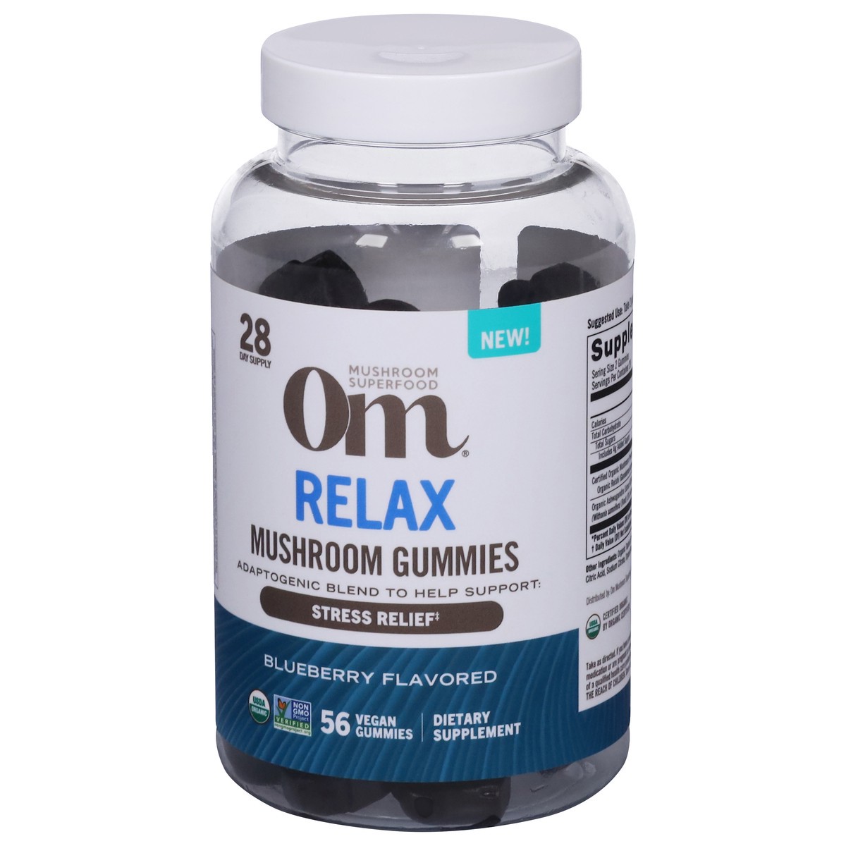 slide 7 of 13, Om Mushroom Blueberry Flavored Relax 56 Vegan Gummies, 56 ct