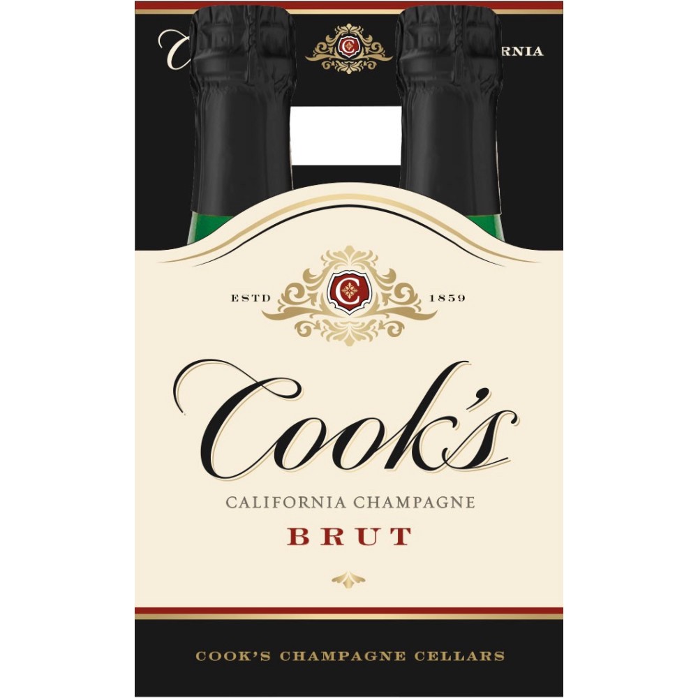 slide 1 of 7, Cook's California Champagne Brut White Sparkling Wine, 4 pk 187 mL Mini Bottles, 25.28 fl. oz