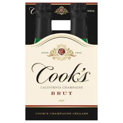 Cook's California Champagne Brut White Sparkling Wine, 4 pk 187 mL Mini Bottles
