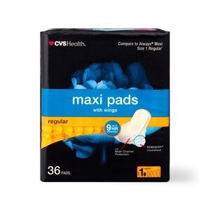 slide 1 of 1, CVS Health Maxi Pads With Wings Regular, 36 Ct, 1 ct