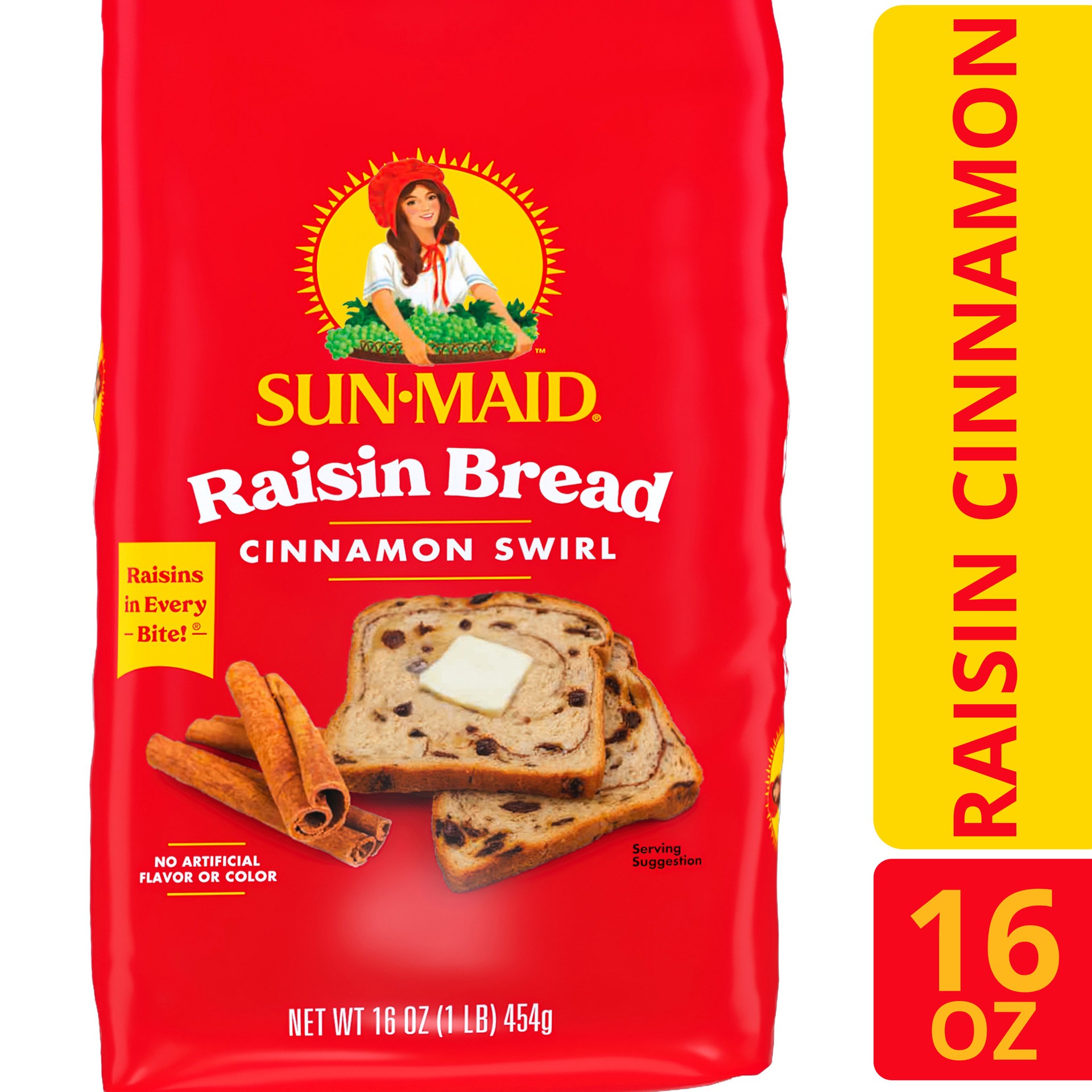 slide 1 of 9, Sun-Maid Cinnamon Swirl Raisin Bread 16 oz, 16 oz