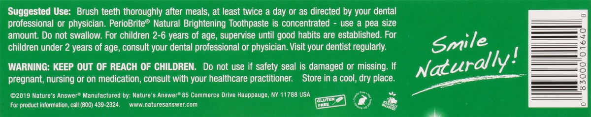 slide 9 of 9, Nature's Answer Periobrite Toothpaste, Cool Mint, 4 oz