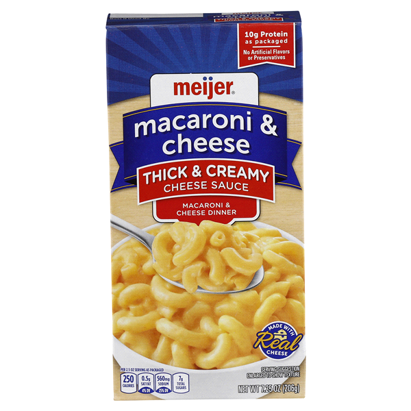 slide 1 of 1, Meijer Macaroni & Cheese Dinner Thick & Cheesy, 7.25 oz