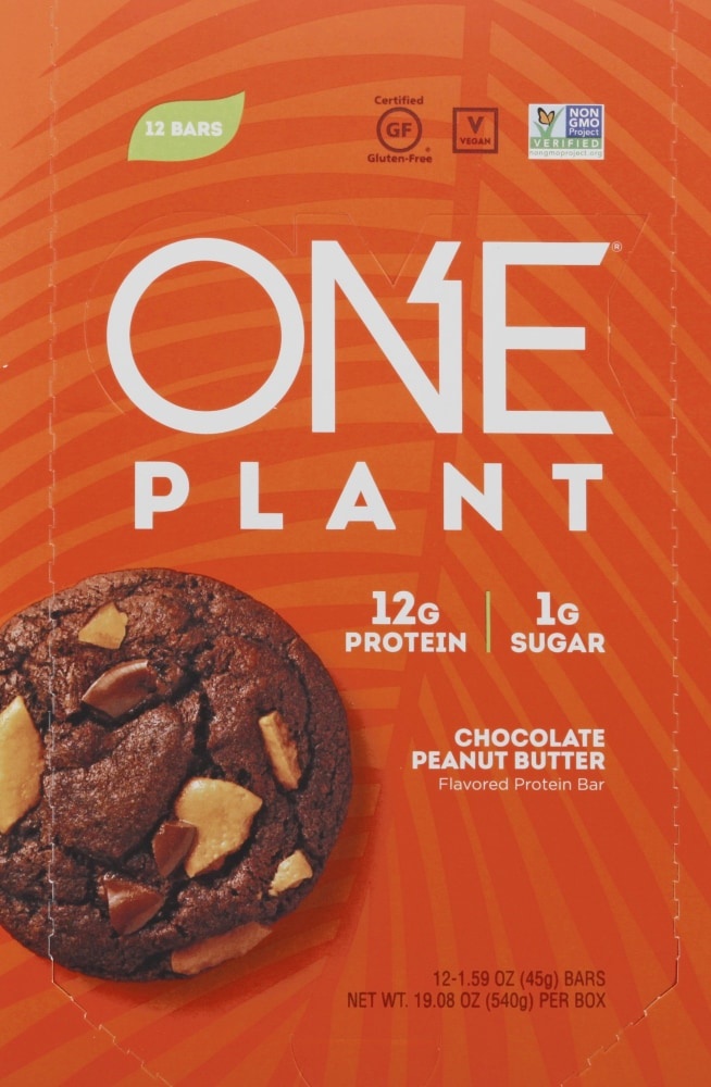 slide 1 of 1, ONE Plant - Chocolate Peanut Butter Protein Bar, 12 ct