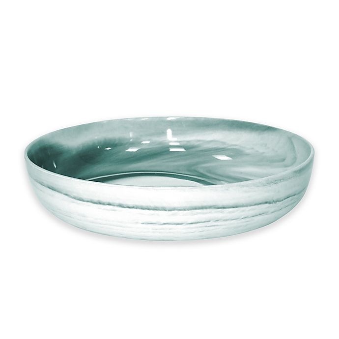 slide 1 of 1, Artisanal Kitchen Supply Coupe Marbleized Serving Bowl - Teal/White, 13 in