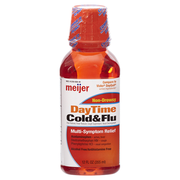 slide 1 of 1, Meijer Daytime Cold & Flu Original Liquid, 12 oz